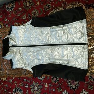 Y2K Metallic Siver Quilted Vest Small